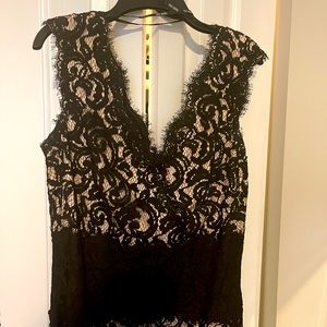 Black lace floor length formal gown dress